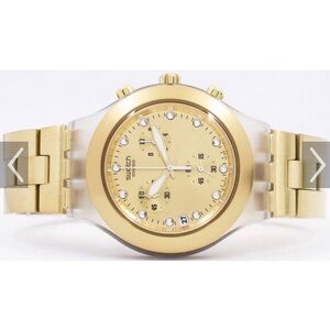 Swatch Gold Full Blooded Unisex Watch with case and links